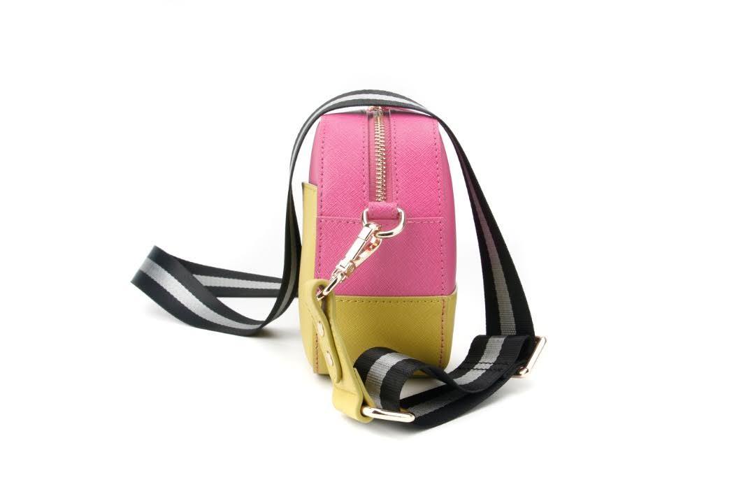 Two-Tone Saffiano Leather Crossbody Camera Bag - Eugenia Molina